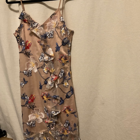 A.B.S Collection Pale Blush Floral Embroidered Midi Mesh Dress - Picture 1 of 6